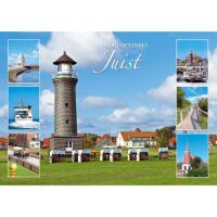Insel Juist Postkarte Ansichtskarte LUX Leuchtturm...