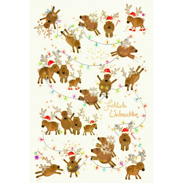 Weihnachten Grußkarte Glückwunschkarte mit Umschlag Skorpion`s Art Lustige Rentiere, Nat