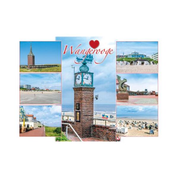 Insel Wangerooge Postkarten Historische Uhr Westturm Strand