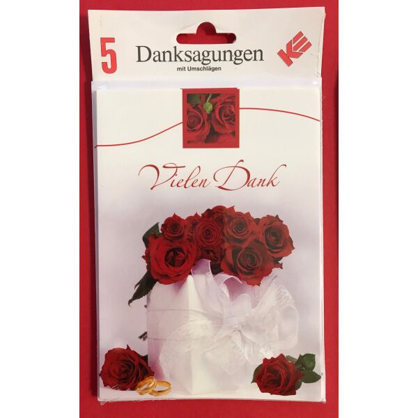 Danksagungskarten zur Hochzeit - 5er-Set - 5 Stück im Topper mit Briefumschlägen – Zur Vermählung - Karten im Format 11 x 15,5 cm