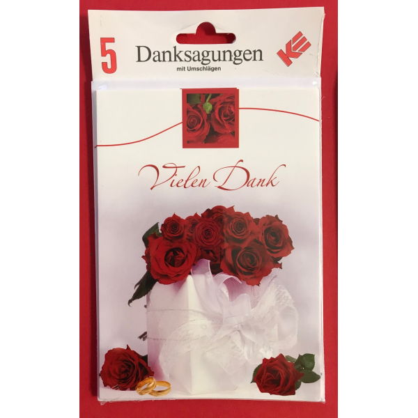 Danksagungskarten zur Hochzeit - 5er-Set - 5 Stück im Topper mit Briefumschlägen – Zur Vermählung - Karten im Format 11 x 15,5 cm