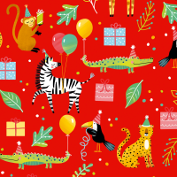 Geschenkpapier Kindergeburtstag Tiere Zebra Krokodil...