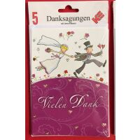 Danksagungskarten zur Hochzeit - 5er-Set - 5 Stück...