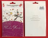 Danksagungskarten zur Hochzeit - 5er-Set - 5 Stück im Topper mit Briefumschlägen – Zur Vermählung - Karten im Format 11 x 15,5 cm