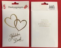Danksagungskarten zur Hochzeit - 5er-Set - 5 Stück im Topper mit Briefumschlägen – Zur Vermählung - Karten im Format 11 x 15,5 cm