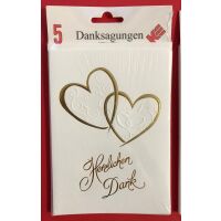 Danksagungskarten zur Hochzeit - 5er-Set - 5 Stück...