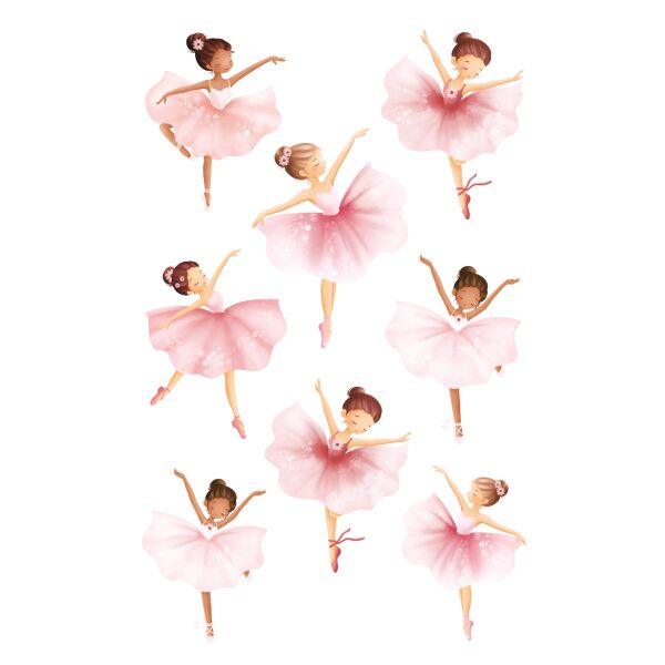 Sticker Aufkleber Glitter irisierend Ballerinas Ballett 1 Bogen