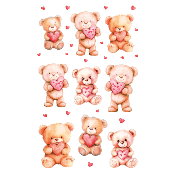 Sticker Aufkleber Glitter irisierend Bärchen Herzen 1 Bogen