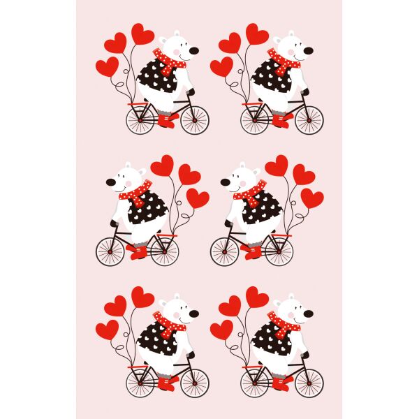 Sticker Aufkleber Decosticker metallic rot-Effekte Bären Herzen Fahrrad 1 Bogen