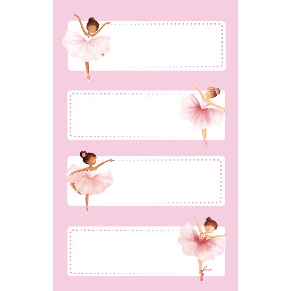 Sticker Aufkleber Buchetiketten Ballett Ballerina 4 Aufkleber 3 Bögen