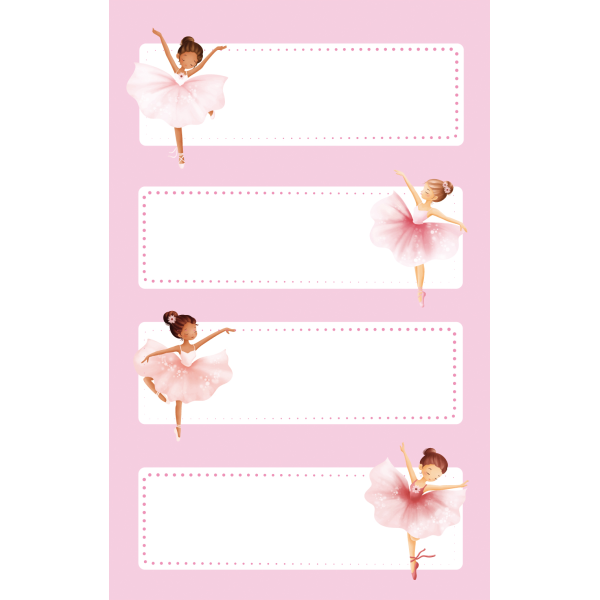 Sticker Aufkleber Buchetiketten Ballett Ballerina 4 Aufkleber 3 Bögen