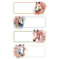 Sticker Aufkleber Buchetiketten Pferde Blumen 4 Aufkleber...