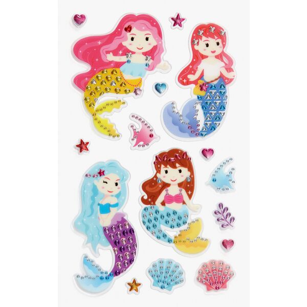 Creative-Sticker Aufkleber mit Glitzersteinen Mermaid Meerjungfrauen 1 Bogen