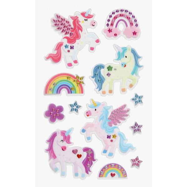 Creative-Sticker Aufkleber mit Glitzersteinen Einhörner Regenbögen Sterne 1 Bogen