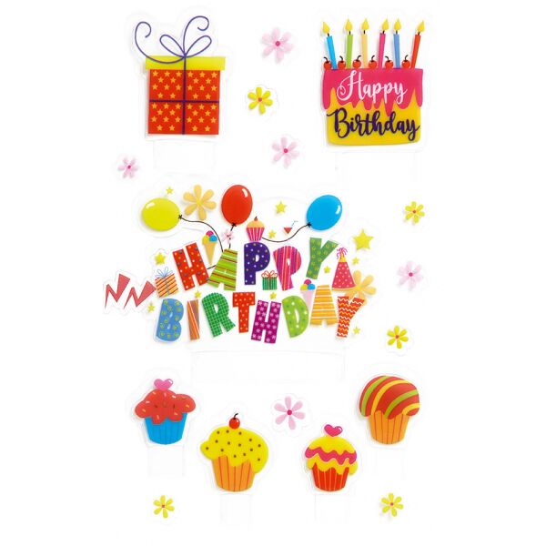 Creative-Sticker Aufkleber Aufstellsticker Happy Birthday Muffins Geschenk Kuchen