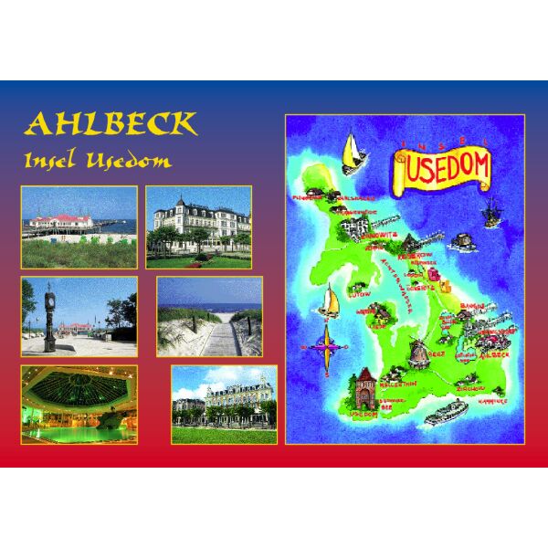 AHLBECK Postkarten Ansichtskarten Landkarte