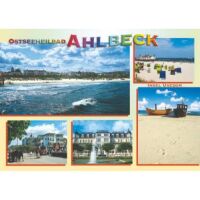 AHLBECK Postkarten Ansichtskarten Schiff am Strand Meer