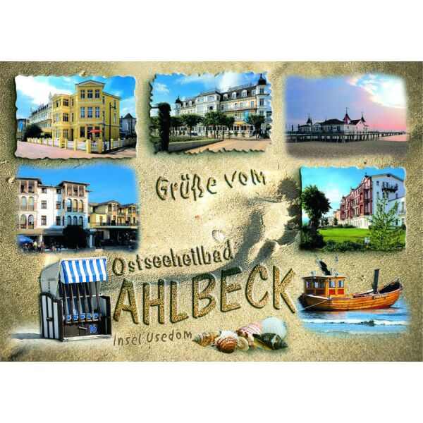 AHLBECK Postkarten Ansichtskarten Grüße von Ostseeheilbad Ahlbeck im Strand