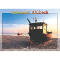 AHLBECK Postkarten Ansichtskarten Schiff am Strand