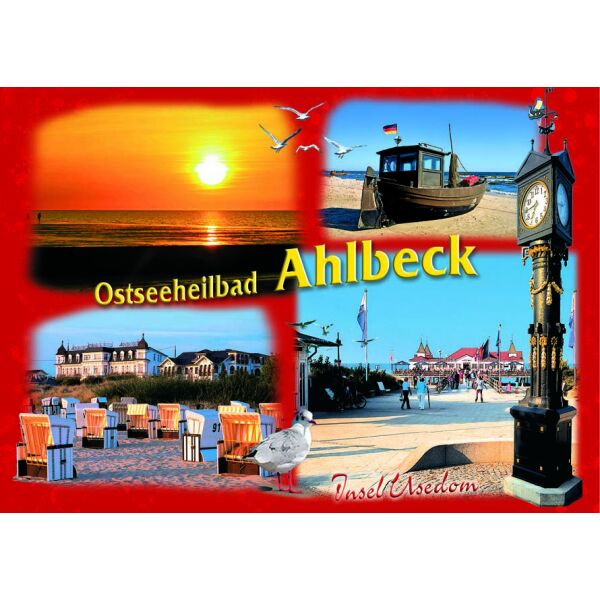 AHLBECK Postkarten Ansichtskarten 4 Motive Strand