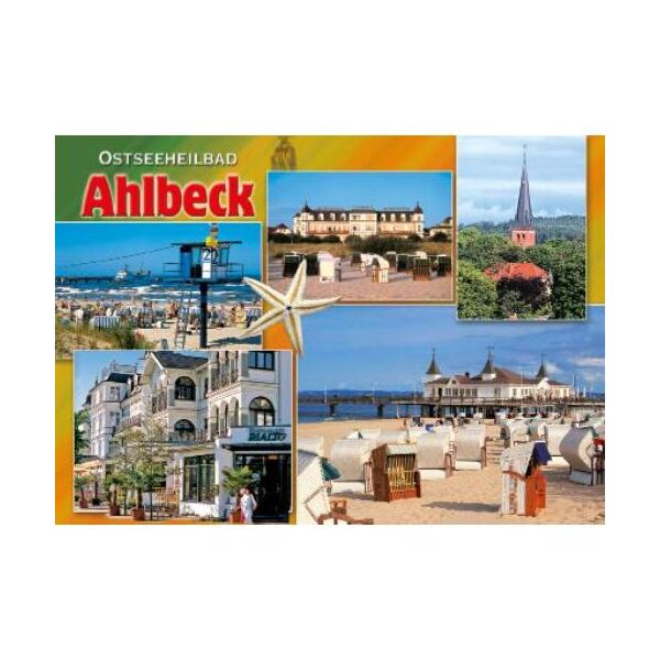 Ostseeheilbad AHLBECK Postkarten Ansichtskarten Kirche Strand
