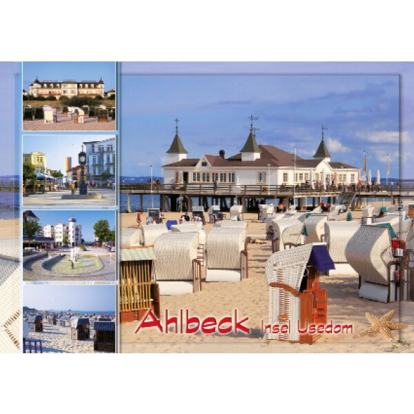 AHLBECK Insel Usedom Postkarten Ansichtskarten Strandkörbe