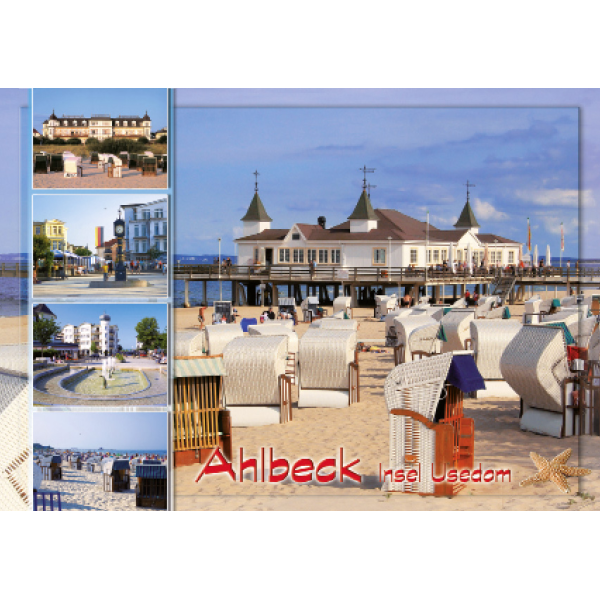 AHLBECK Insel Usedom Postkarten Ansichtskarten Strandkörbe