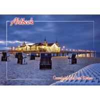 AHLBECK Postkarten Ansichtskarten Seebrücke bei Nacht