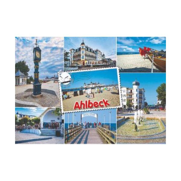 AHLBECK Postkarten Ansichtskarten Motiv als Briefmarke in der Mitte