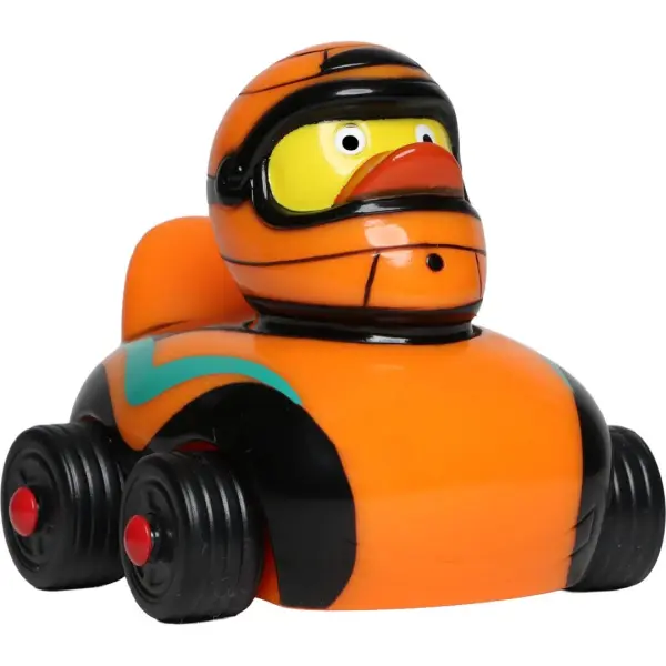 RaceDuck orange Rennauto Quietscheente Badeente McLaren Sportente Ducks on Wheels