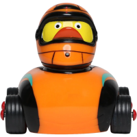 RaceDuck orange Rennauto Quietscheente Badeente McLaren Sportente Ducks on Wheels