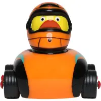 RaceDuck orange Rennauto Quietscheente Badeente McLaren Sportente Ducks on Wheels