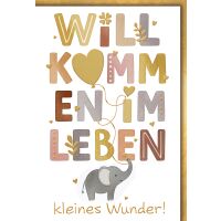 Geburt Baby neutral Grußkarte mit Umschlag Elefant...