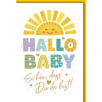 Geburt Baby neutral Grußkarte mit Umschlag Sonne...