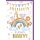 Geburt Baby neutral Grußkarte mit Umschlag Regenbogen mit Tieren