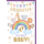 Geburt Baby neutral Grußkarte mit Umschlag Regenbogen mit Tieren