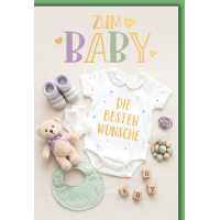 Geburt Baby neutral Grußkarte mit Umschlag Teddy...