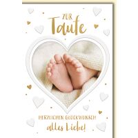 Taufe Grußkarte mit Umschlag Babyfüsschen im Herz
