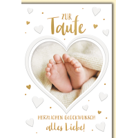 Taufe Grußkarte mit Umschlag Babyfüsschen im Herz
