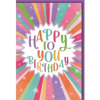 Geburtstag Grußkarte mit Umschlag bunte Strahlen...