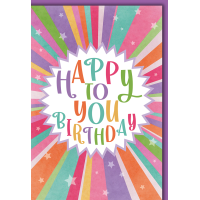 Geburtstag Grußkarte mit Umschlag bunte Strahlen...