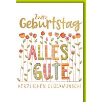 Geburtstag Grußkarte mit Umschlag Blumenreihe Zum...