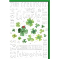 Geburtstag Grußkarte mit Umschlag Glücksklee...
