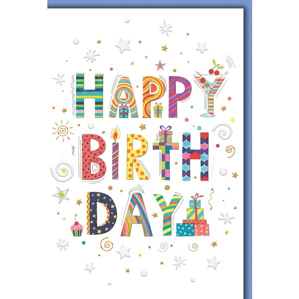 Geburtstag Grußkarte mit Umschlag "HAPPY BIRTHDAY" bunt