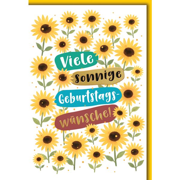 Geburtstag Grußkarte mit Umschlag Sonnenblumen sonnige Wünsche
