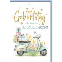 Geburtstag Grußkarte mit Umschlag Roller beladen...