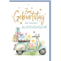 Geburtstag Grußkarte mit Umschlag Roller beladen...