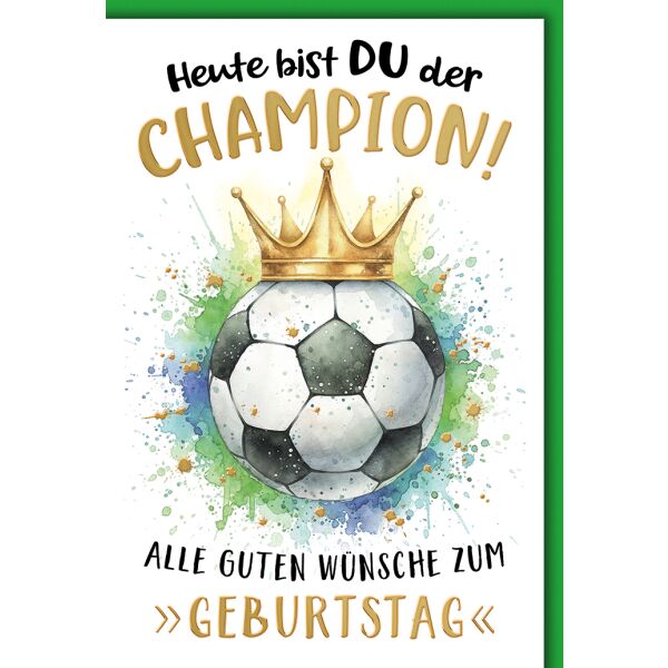 Geburtstag Grußkarte mit Umschlag Fußball Champion!