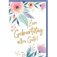 Geburtstag Grußkarte mit Umschlag Blüten aquarell