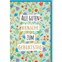 Geburtstag Grußkarte mit Umschlag Blumenmuster